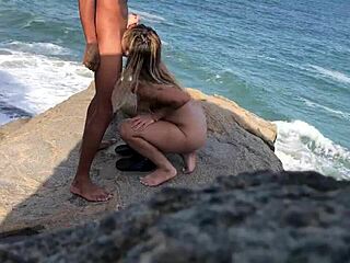 novinha safada gets pounded outdoors on beach with big cock action complete on red