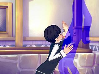 Sword Art Online Yaoi Kirito gets blowjob cumshot in mouth Japanese anime gay 😏