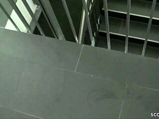 german teen 18+ gets wild with two guys in the staircase?