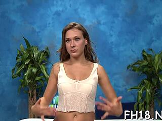 teen gets massage sex, sucking cock.