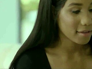 Ebony babe with big tits pleases white teacher intensely