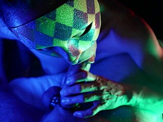 Masked Adult Bites Penis Head During Intense Blowjob Session