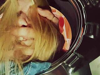 Stepsister stuck in washing machine, helped with big cock