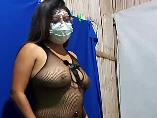 Stepdaughter's bold homemade audition in Arabic lingerie, flaunting her big tits and tight pussy