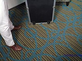 Officer Alex Questions Shoplifting Suspect Dania in Back Office Uniform for Hardcore Interrogation