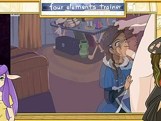 Katara gives detailed handjob in avatar hentai trainer part 12