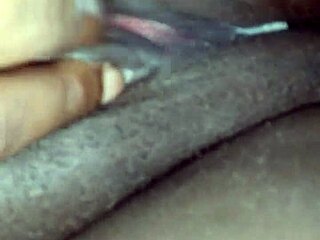 Juicy ebony pussy gets pleasured in public outdoor masturbation session.