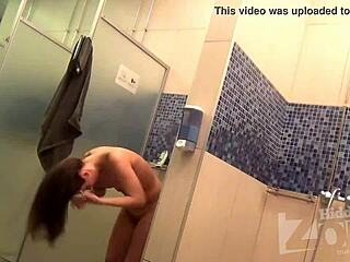 Spying on a beautiful tight body in hidden shower cam