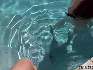 Teen ass gets fucked and creampied in group play