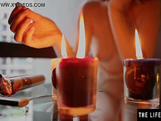kinky cutie experiments with candles and hot wax to intensify her solo orgasm in private play