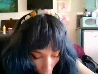 Cute college teen deepthroats step-brother's cock in pov blowjob session