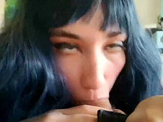 Cute college teen deepthroats step-brother's cock in pov blowjob session