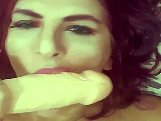 Redhead Latina milf masturbates with toys intensely