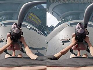 harley quinn gets fucked in public doggy style before police bust them