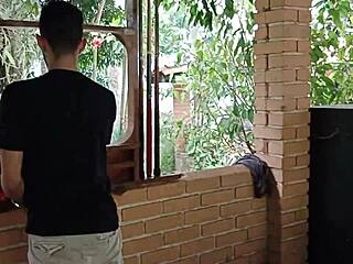 cfnm amateur blonde tugs cock in outdoor car setting