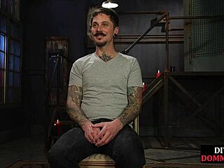 Busty mistress disciplines subject with paddling and strapon