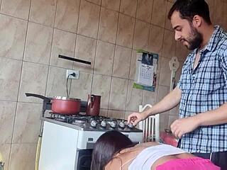 Leo Skull seduced me in the kitchen for cum in my mouth.