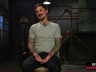 Busty mistress disciplines subject with paddling and strapon