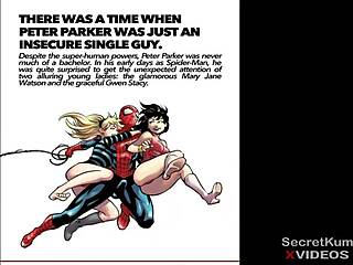 Spider-man and marvel superheroes in a valentine threesome adventure