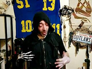 Sexy gay man demonstrates cosplay skills with jerk off instructions in homemade video