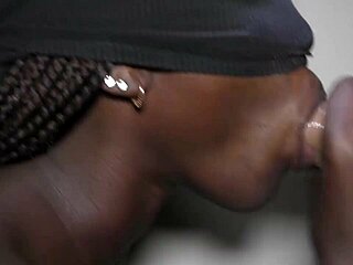 ebony teen 18+ performs oral on big white cock and swallows