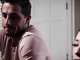 Threesome featuring hot ebony girl's nice tits in hardcore group sex