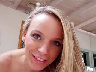 Step mommy whispers, 'I will never tell this' while riding with big tits