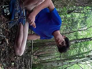 i masturbate riskily in the forest with my big cock