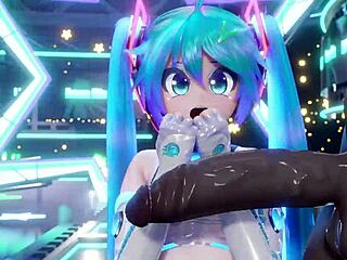 miku feels intense pleasure deepthroating big black cock in concert