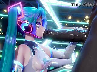 miku feels intense pleasure deepthroating big black cock in concert