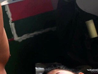 fixing his car, he gets surprised by a fierce femdom brunette craving control