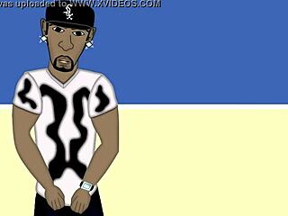 Is this ebony pornstar sucking cock in interracial lesbian scene?