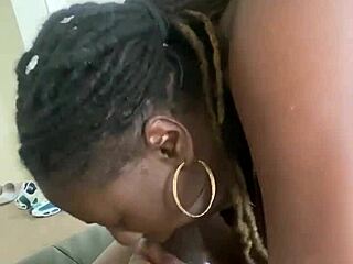 Ebony BBW Sloppily Sucks Massive Black Cock in Blowjob