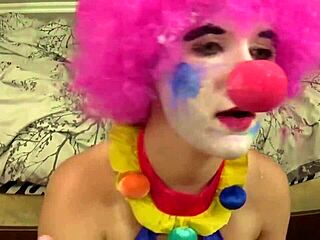 Intense fucking of clown girl in cosplay, ending with messy facial.