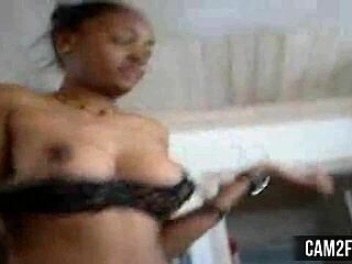 Young horny ebony teen 18+ rips clothes for wild pussy action.