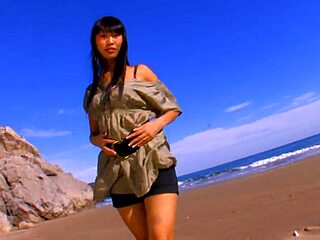 Hot Asian Pornstar Sharon Lee Strips at Beach