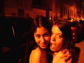 Risky public nudity and lesbian sex on the street with young girls