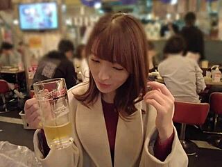 Drunken sex with G-cup girl in standing position creampie