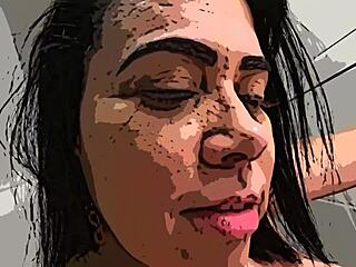 Soraya Carioca in the bathroom in animated drawing