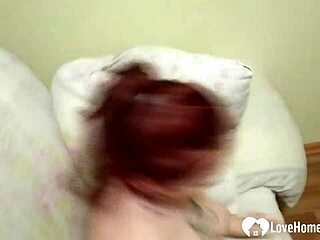 Chubby redhead rides amateur cock in POV cumshot scene