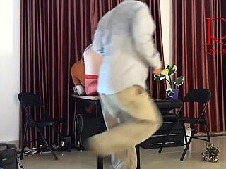 Office Employee Teases Without Panties for Lick