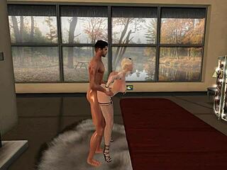 cute girl in 3d game on desk