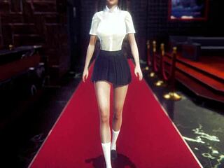 Young japanese woman in hentai sucking cum from cute skinny anime character.