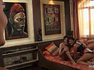 Big natural tits milf jasmine black caught a couple and joined their fun threesome