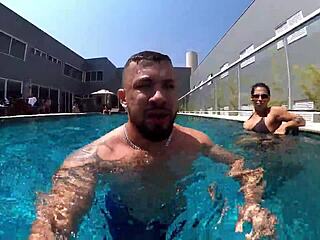 Married Woman Caught in Pool Action with Unknown Worker?