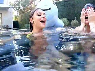 Angela White's big titty bikini fun