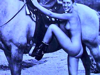 vintage babes playfully interacting with their pets in retro settings