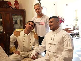 Hey, check Thiago Independência getting wild backstage in a comic anal scene!