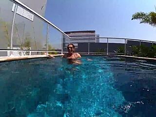 Married Woman Caught in Pool Action with Unknown Worker?