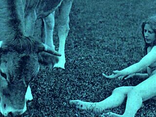 vintage babes playfully interacting with their pets in retro settings